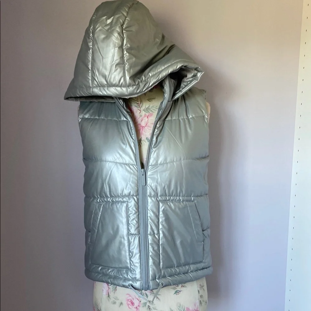 Zella Silver Quilted Puffer Vest